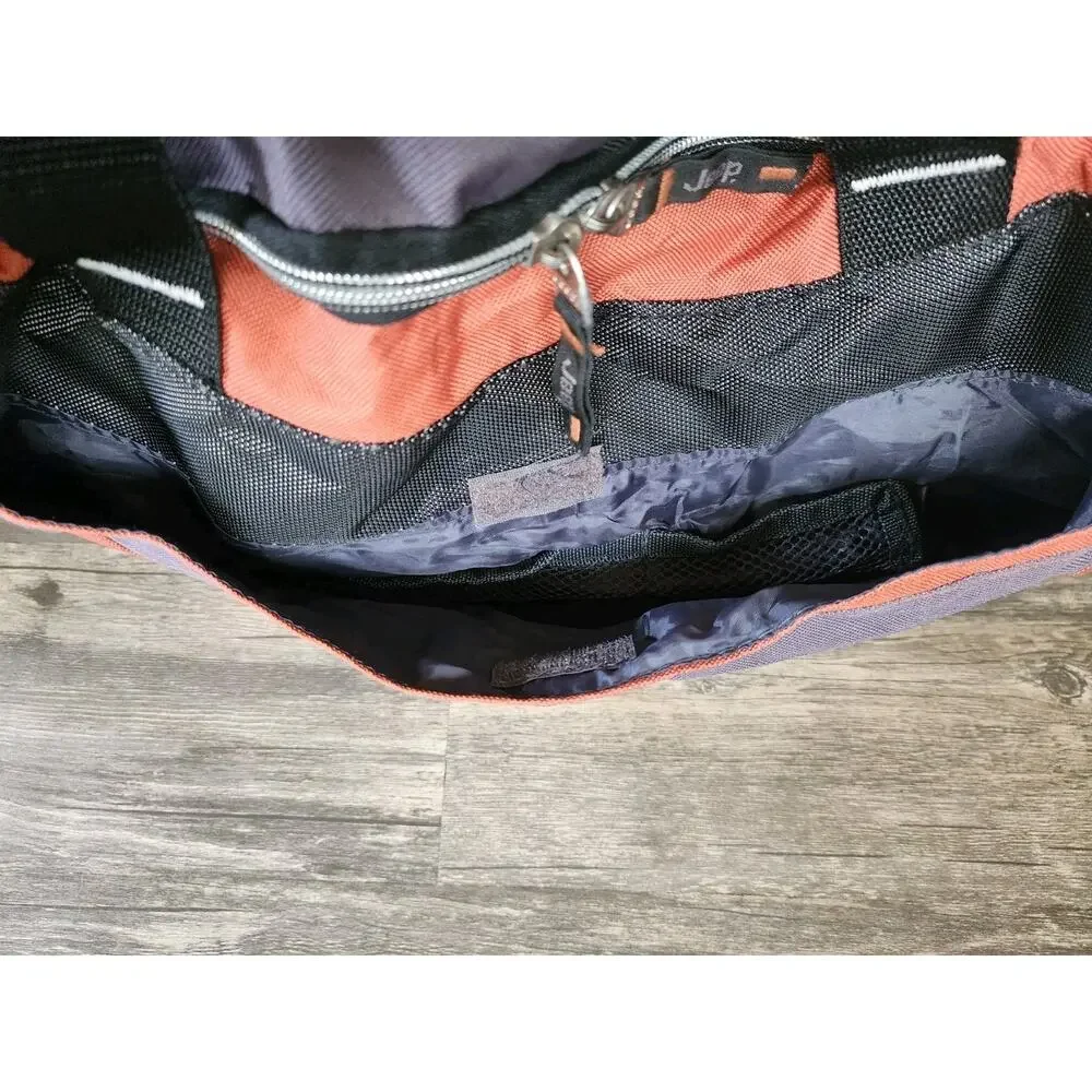 Large Jeep Duffle Travel Luggage Bag Rugged Orange, Black & Gray 20” X 9” X 12”